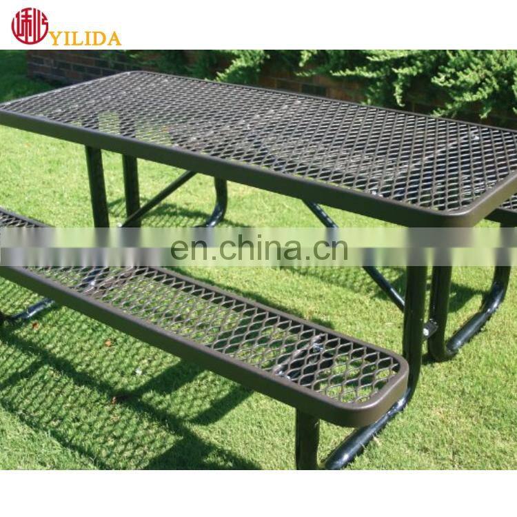 comfortable expanded metal garden bench and chair