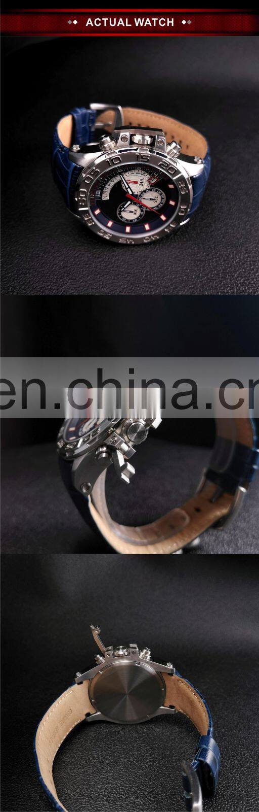 China watch manufacturer multi-color to choose personalized Oem Luxury Chronograph wrist men Genuine leather band watch