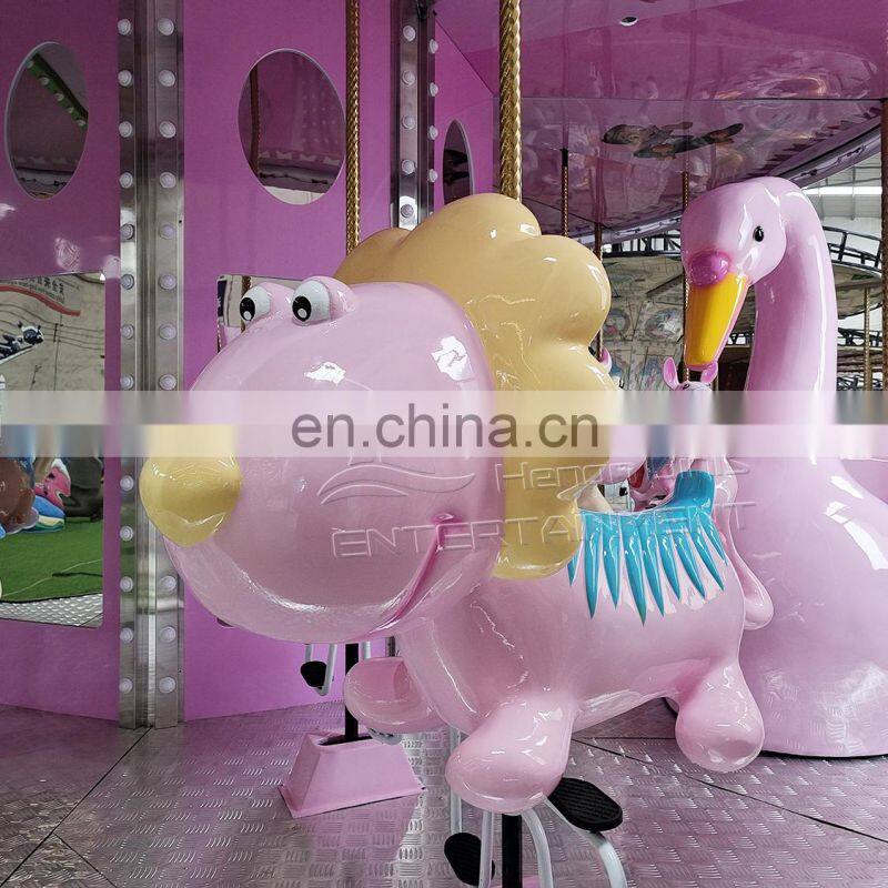 Popular playground pony ride fairground horse ride pink themed carousel merry go round machine for sale