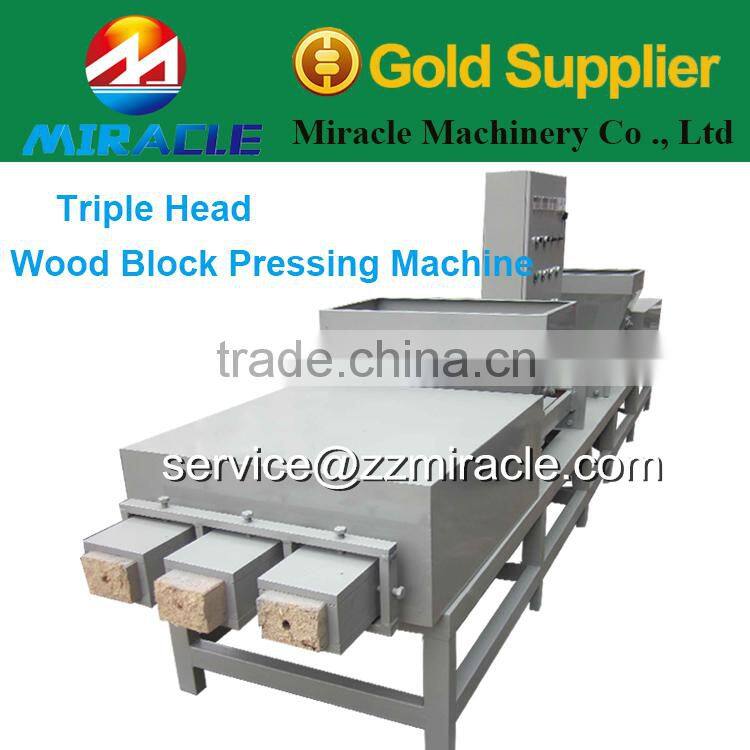 Wood waste molding machine for pallet feet/block process plant