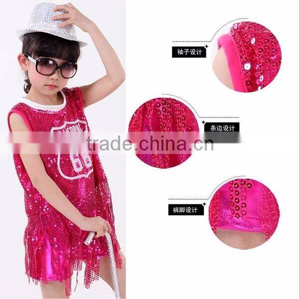 2016 new arrival Children's costumes jazz dance performance school girl dance dress costumes santa dance girls costume