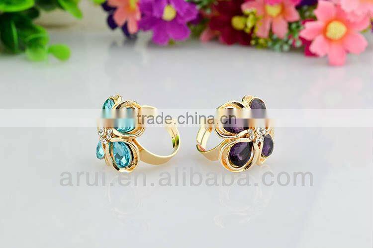 2013 Purple Pretty wedding ring crystal flower rings for women