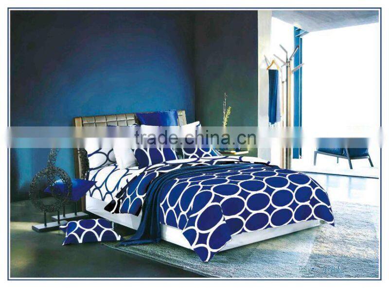 White Oval on Blue Ground Print Duvet Cover Sets Polyester