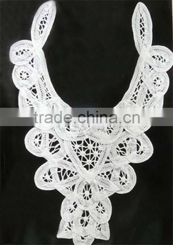 shabby chiffon flower neckline applique, white chiffon flower for girls' blouse