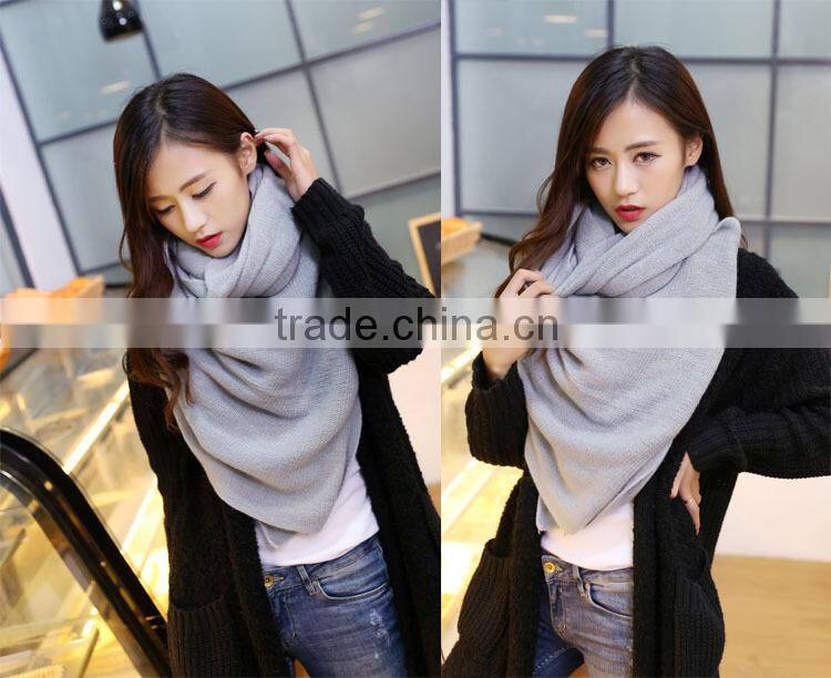 Wholesale Long Acrylic Knitted Plain Fashion Ladies Winter Scarf
