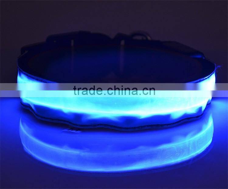 LED Nylon Pet Dog Collar Night Safety LED Light-up Flashing Glow In The Dark Electric LED Cat & Dog Collar
