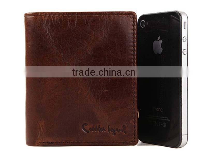 Top grade unique design handmade genuine leather men's rfid wallet