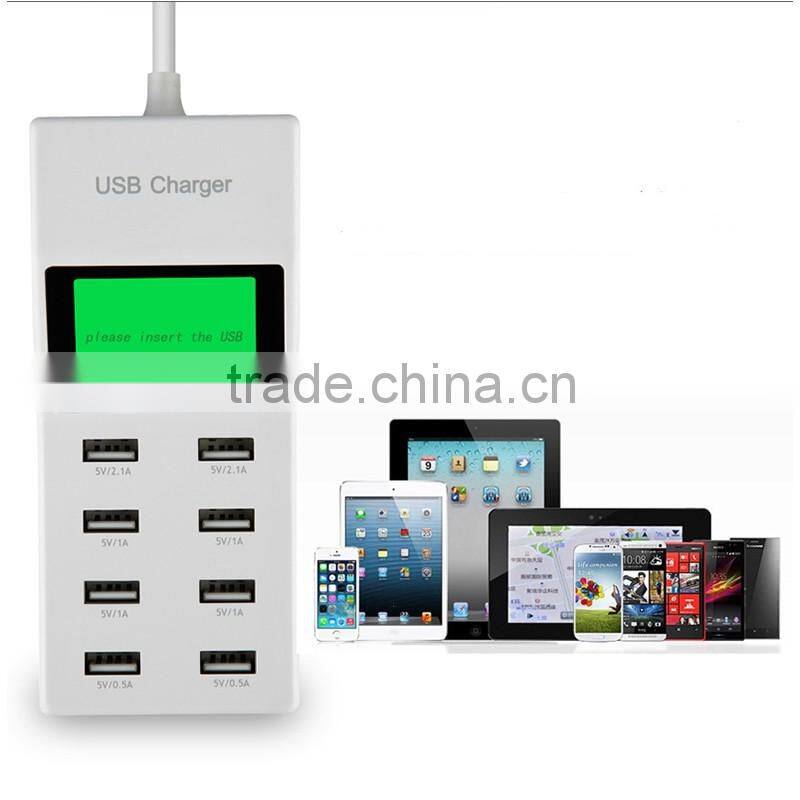 Universal 8 USB Port Display Screen US EU UK Plug Travel AC Power Adapter Socket Smart Wall Charger For Cell Phone Tablet Camera