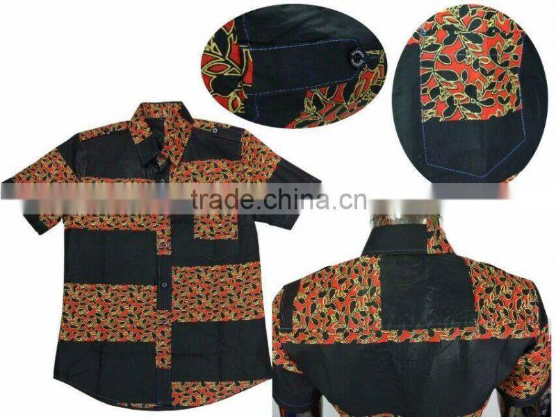 african batik fabric clothing mens t shirt in high quality