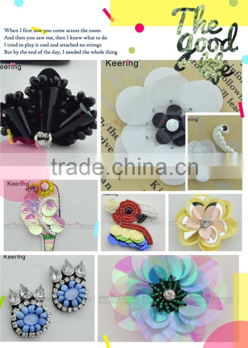 decorative flower shaped sequins applique patch sell cheap