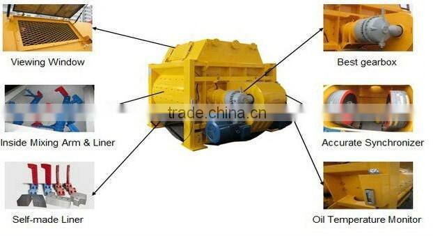 high quality double shaft electrical concrete mixer