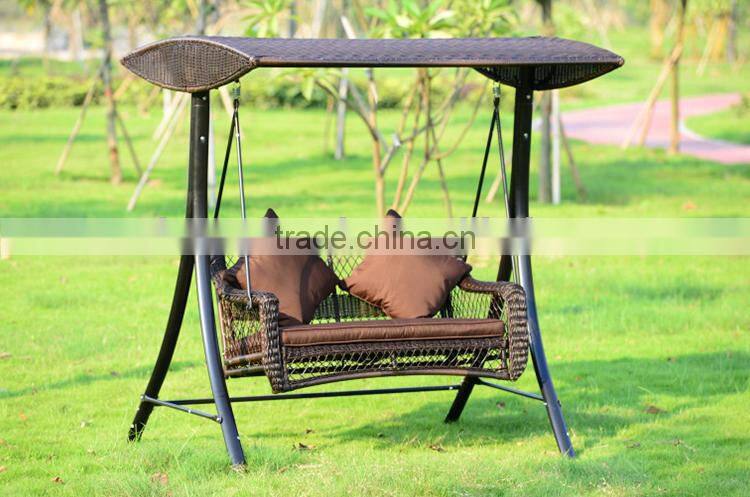 durable rattan swing chair with canopy for two people