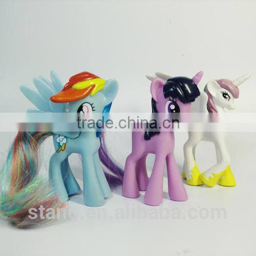 Children PVC Plastic Figure Toy.White Little Pony with Purple Tail.Popular and Hot Sale in 2014