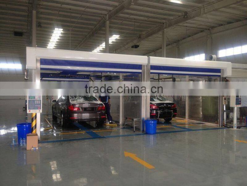 Touchless car wash machine with shampoo and wax systems