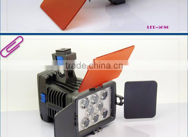 Most hot selling LED video light LED-5080 8 leds photography lighting with F970 battery
