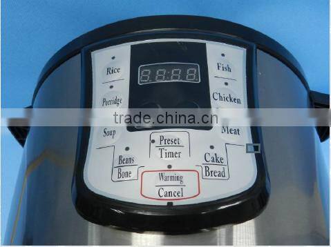 SAA 6L 1000W basic cheap 4 digital display stainless steel housing electric 8 cooking functions electric pressure cooker