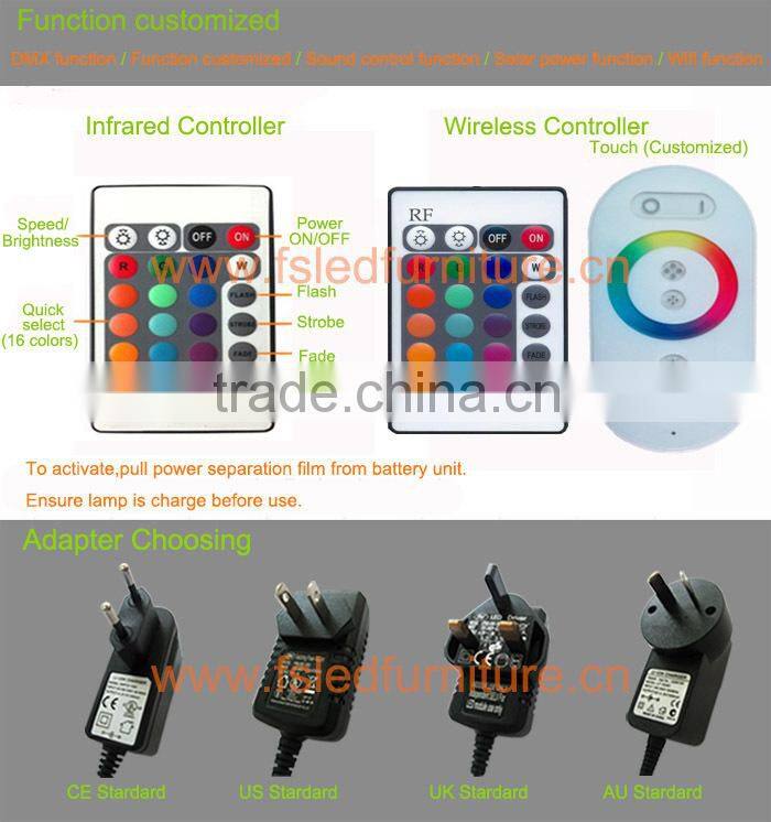 16 colors plastic illuminated led cube furniture chair