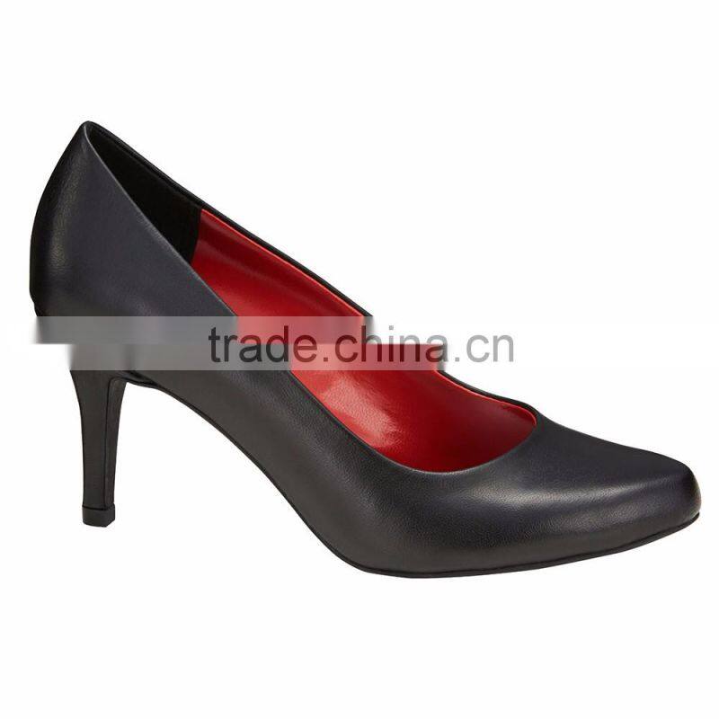 Europe sexy stylish High Heel Tiny square shape classic ladies breatheable PU lining comfortable black sheep skin pump shoes