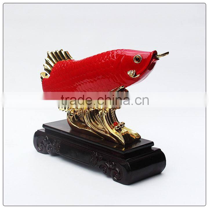 Resin24k golden color Chinese Luckly Golden fish , resin statue