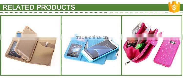 White PU leather cell phone case with wallet and card slots for samsung galaxy S7/S7 edge