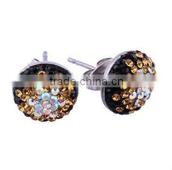 Crystal setting earring Stainless Steel Ear Studs with Aquamarine/Fuchsia/ White Gemstone