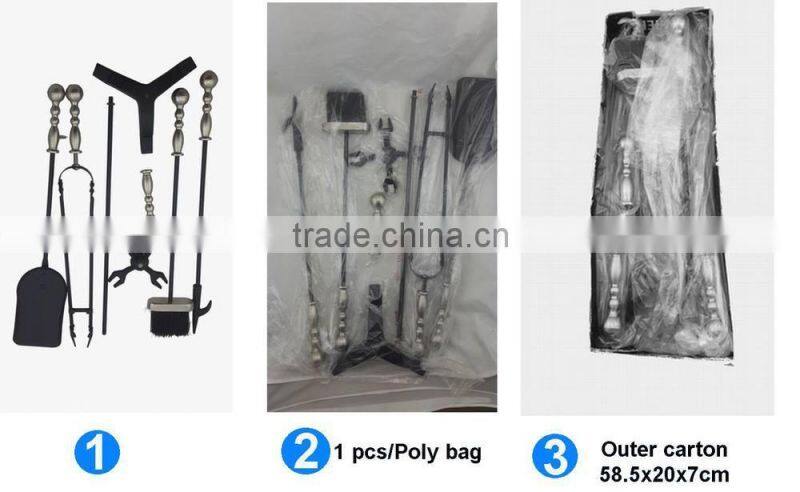 5 piece Fireplace Tool companion sets in Modern black Finish