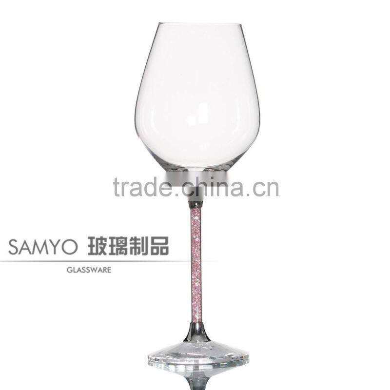 SAMYO handcrafted fashion home white wine glass with red and purple color decoration