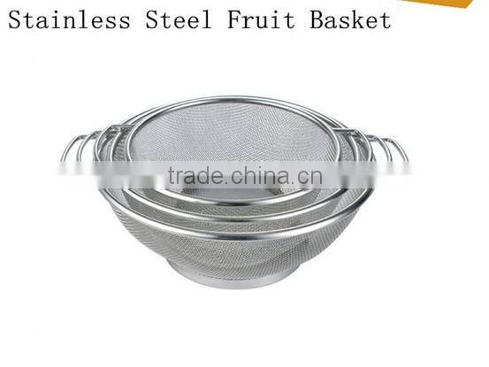 Stainless steel fruit colander basket kitchen storage wire msh basket