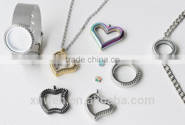 crystal stainless steel watch bracelet with charm locket