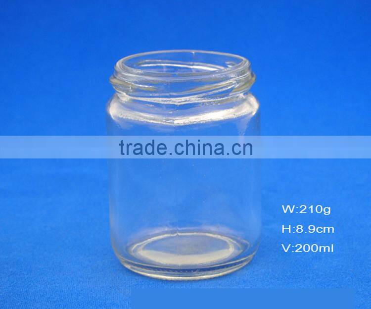 200ml wholesale high quality clear glass jars for strawberry jam