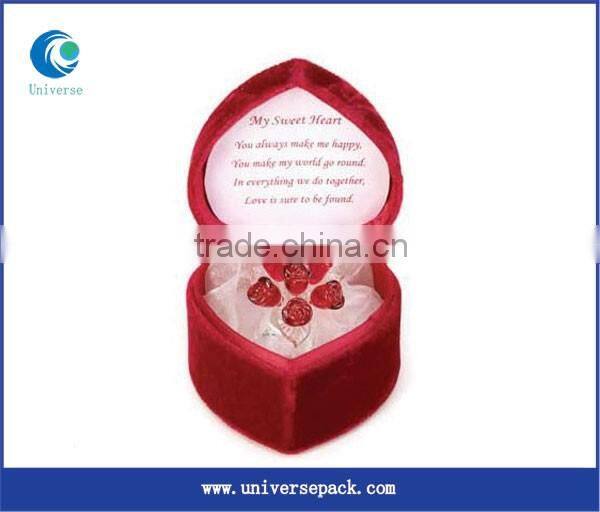 Jewelry Boxes Red Rose Flower Design Flocking Box Made For Hot Sale