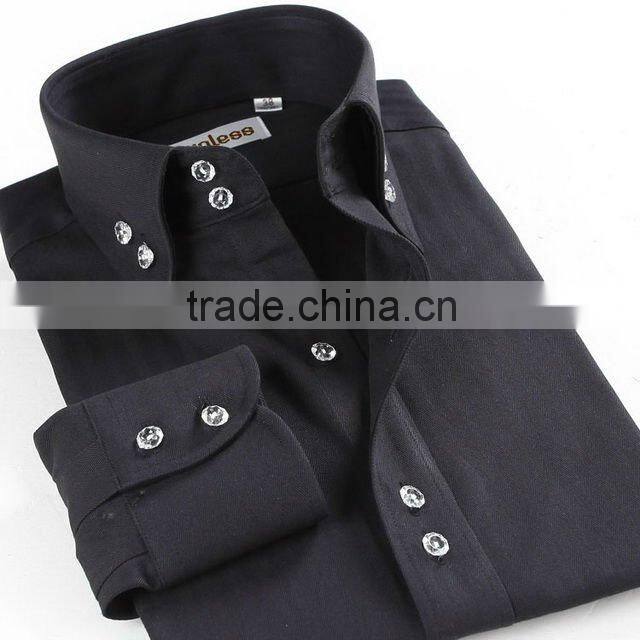 100% cotton stylish European style long sleeve latest design fashion brand business dress men black shirt