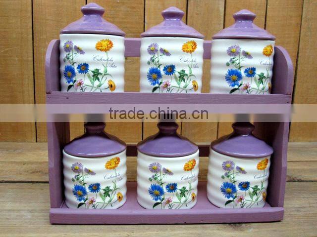New cheap decal ceramic kitchen untensil holder with tools