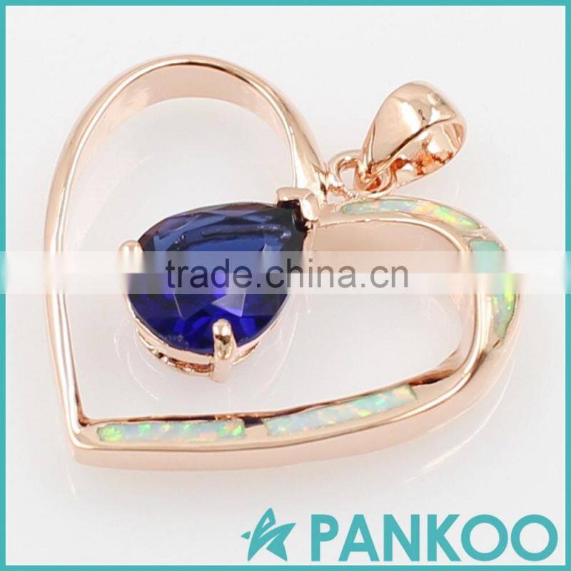wholesale fashion series of water on the heart blue Opal sterling silver unisex necklace pendant