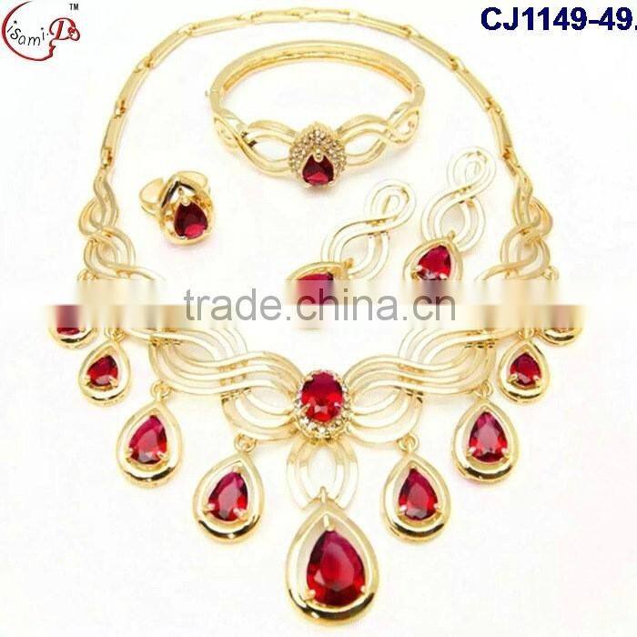 CJ1149-(53-57) 2016 fashion jewelry gold plating with rhinestone jewelry crystal fashion jewelry set