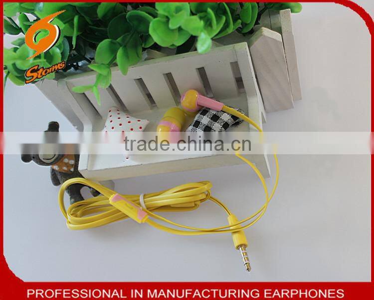 New Products Colorful Earphones With Mic,Flat Cable Earphone.