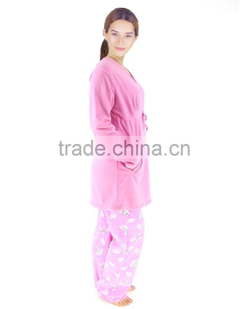 Kevince women polar fleece pyjamas set pajama pink mouse 1000pcs up OEM factory directly