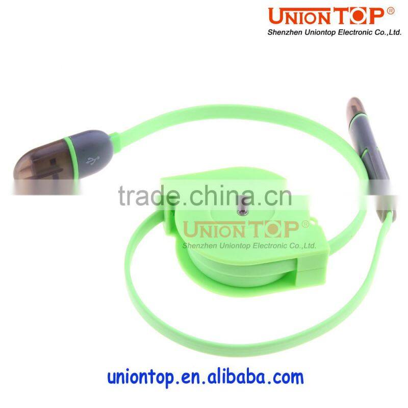 noodle flat retractable 2in1 usb cable for iphone and samsung made in china