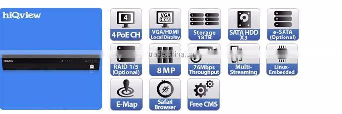 HIQ-3404 Local Display 4 Channel PoE Network Video Recorder
