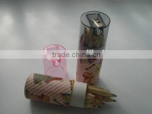 2015 Newest!!!! 12pcs sharpener natural wooden color pencil