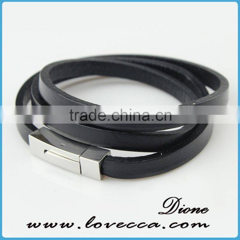 Wholesale cheap engraved braided leather bracelet with fashion charm and stainless steel buckle