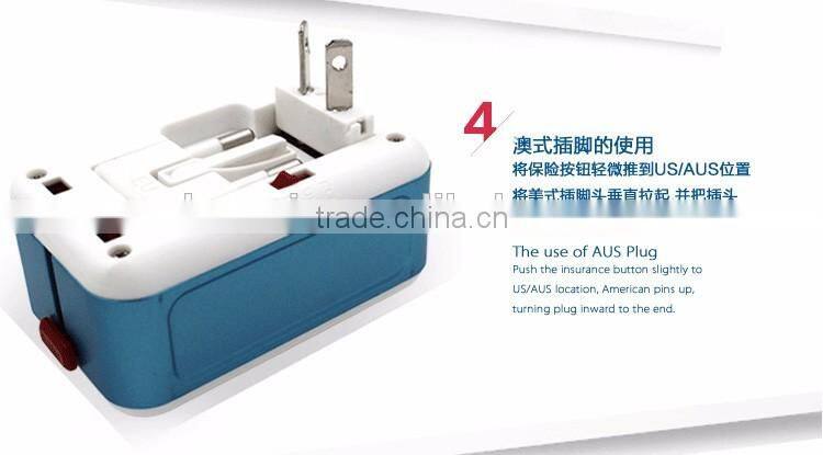 Worldwide Travel Adapter Two USB Ports Universal World Wide All-in-one Safety Travel Charger Wall Charger Adapter Plug