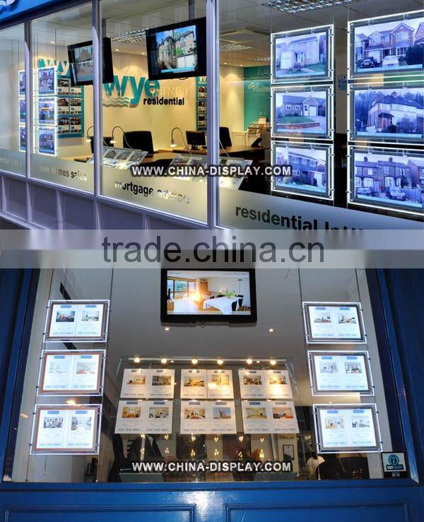 Transparency lightbox display sign hanging window led light pockets