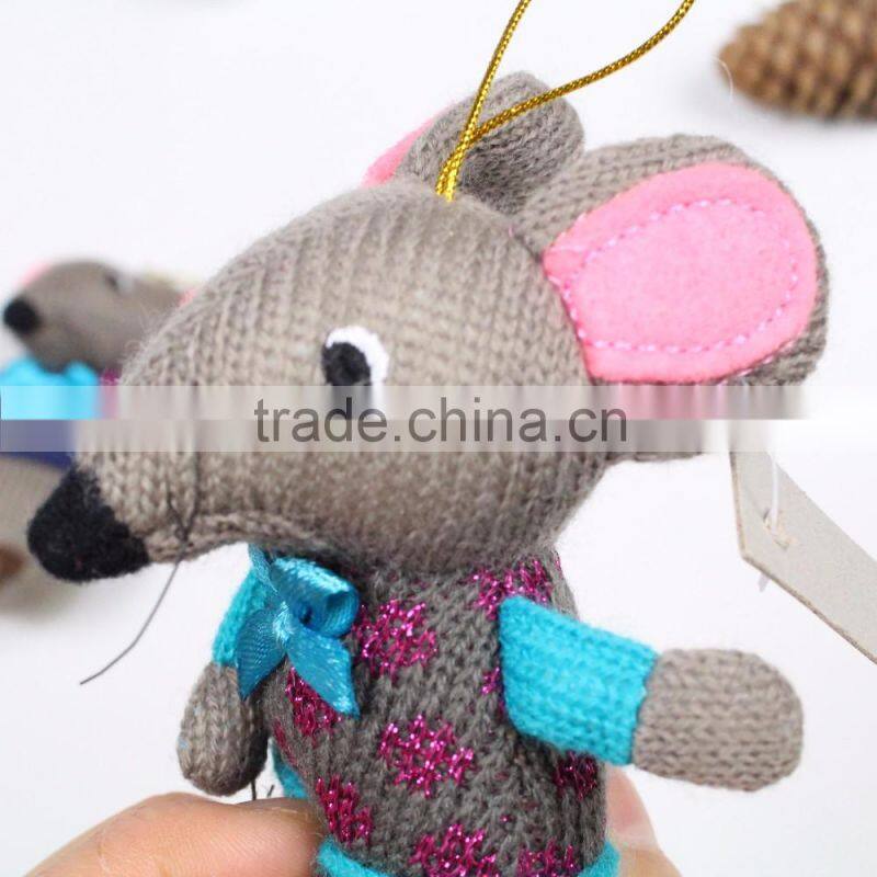 Custom made factory stuffled animal grey mouse rat knitted plush toys