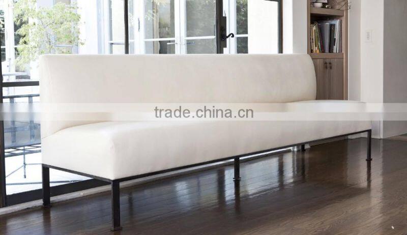 Modern wooden booth white fabric banquette seating restaurant furniture