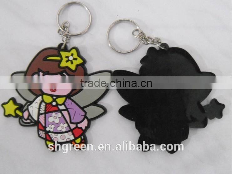 Hot sale PVC rubber keyring with both logos