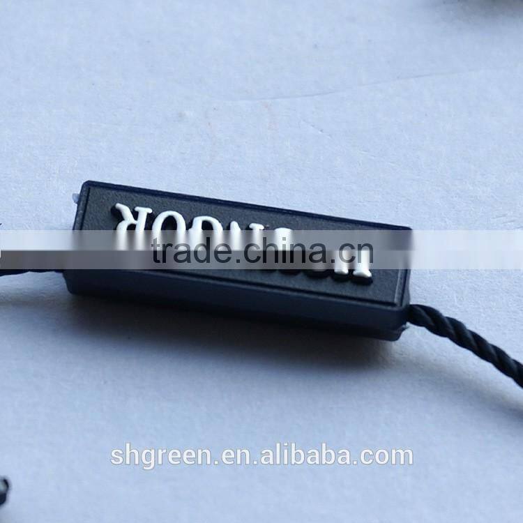Handmade hot gold foil brand logo string plasic seal tag
