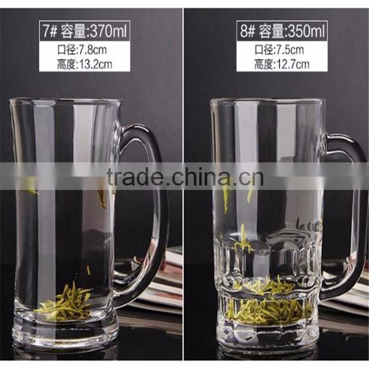 Promotional Custom Design Tall Glass Beverage/Glass Beer Mug With Handle