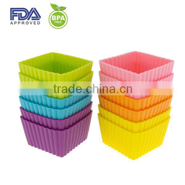 Vibrant Colors Silicone Square Cupcake Liners