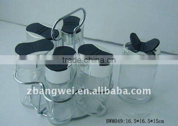 6pcs transparent glass spice jar set
